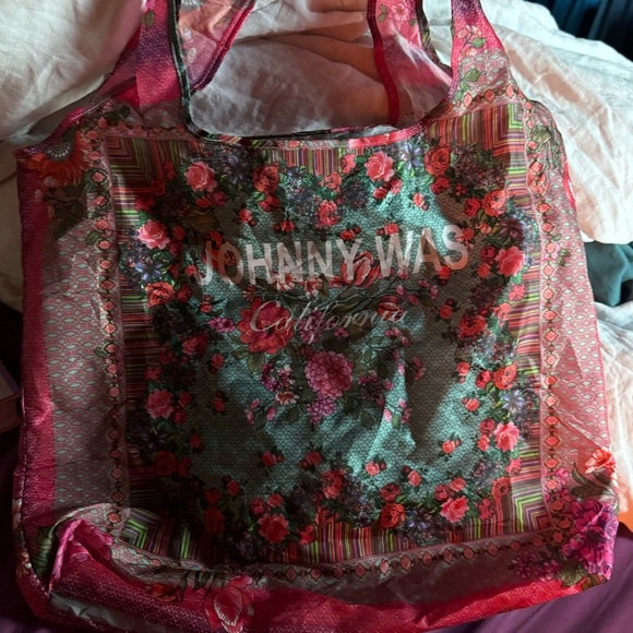 Johnny Was lightweight reusable tote bag folds into itself - Picture 3 of 3